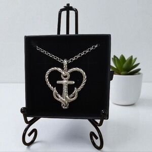 Brighton Silver Plated Heart Anchor Necklace